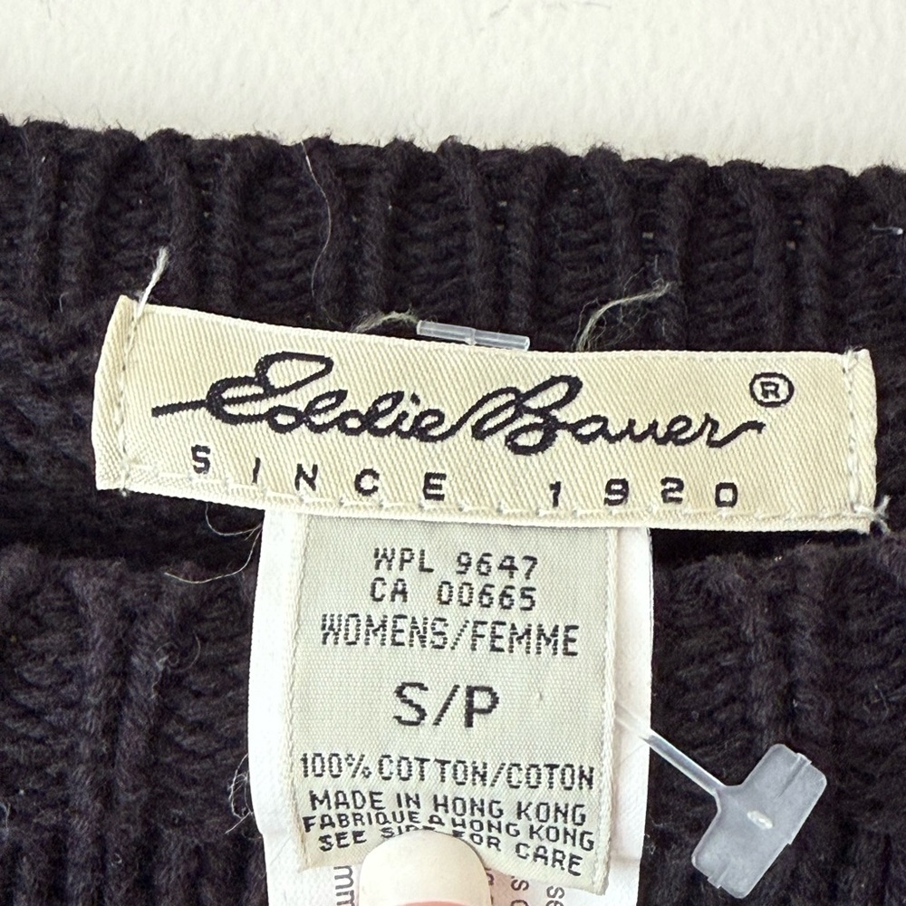 Eddie Bauer 90s Vintage Folk Art Floral Cotton Sweater Made in Hong Kong Size S - Picture 13 of 14